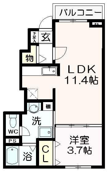 カーサ プラシードI(1LDK/1階)の間取り写真