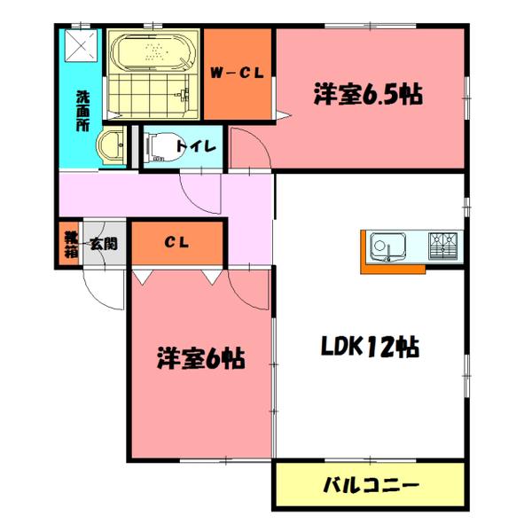 エクセルコートI(2LDK/2階)の間取り写真