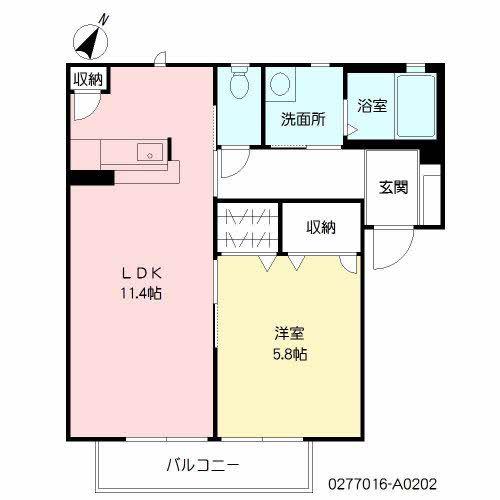 カーサ ソレアード (1LDK/2階)の間取り写真