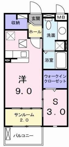 EKARINA助任(ワンルーム/1階)の間取り写真