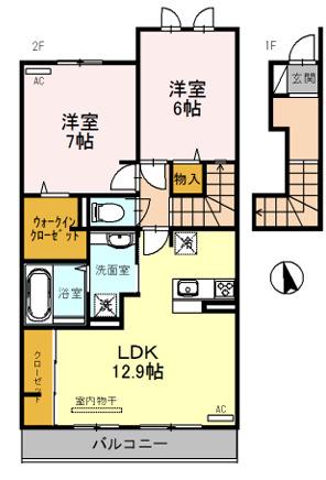 アリエッタ(2LDK/2階)の間取り写真