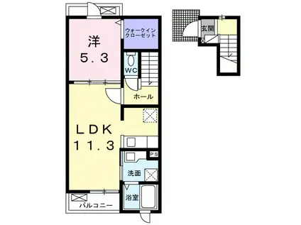 リジエールI(1LDK/2階)の間取り写真