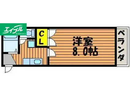 エトワール津高(1K/4階)の間取り写真