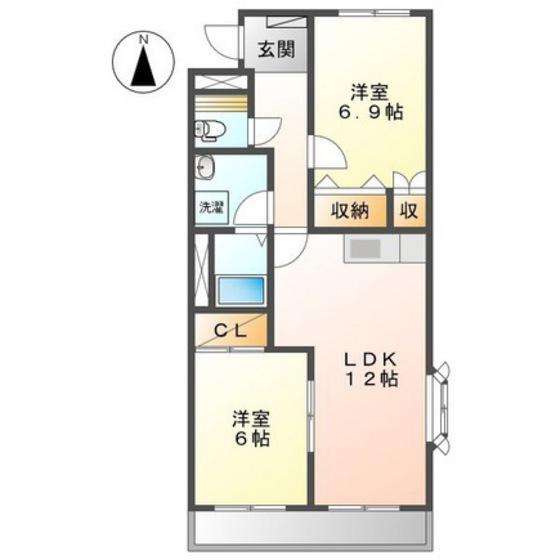 ティーワイケイ(2LDK/4階)の間取り写真