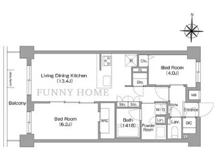 コンフォリア・リヴ永福町(2LDK/3階)の間取り写真
