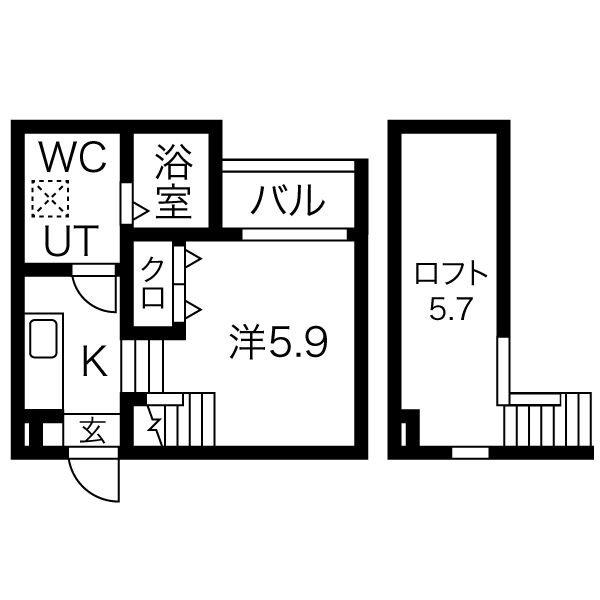 レナージュ(1SK/2階)の間取り写真