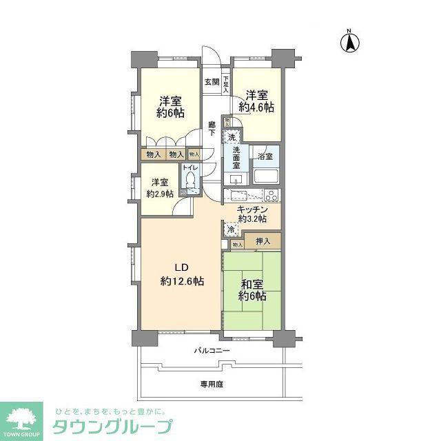 ハイラーク戸田公園(4LDK/1階)の間取り写真