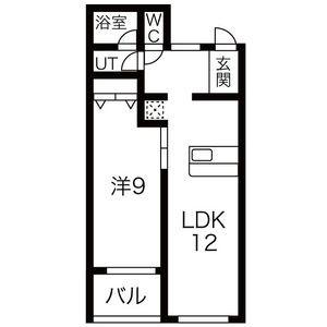 新宿ビル(1LDK/6階)の間取り写真