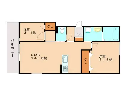 リブレメゾン住吉II(2LDK/2階)の間取り写真