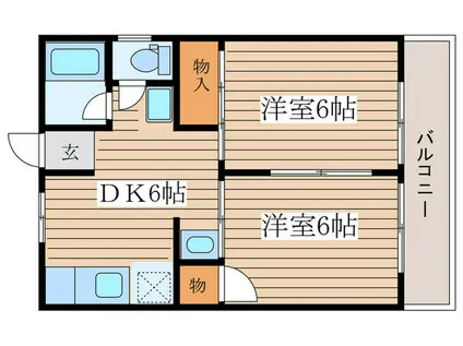 サンシャト-ルスズキ(2DK/2階)の間取り写真
