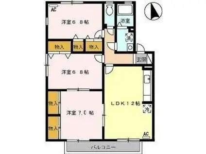 ルミナス山城(3LDK/2階)の間取り写真