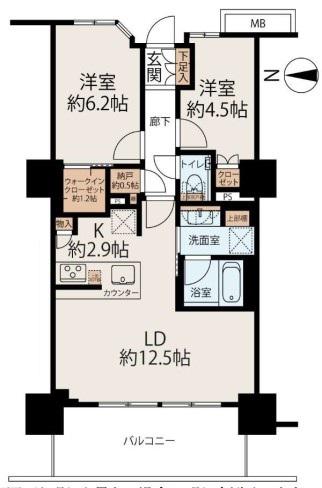 プライムパークス品川シーサイド ザ・タワー(2LDK/21階)の間取り写真