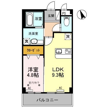 PLUS1(1LDK/3階)の間取り写真