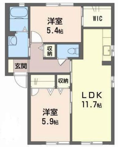 K-HAUS I棟(2LDK/1階)の間取り写真