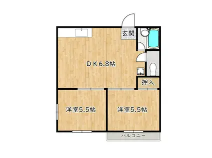 西山ハイツ(2DK/2階)の間取り写真