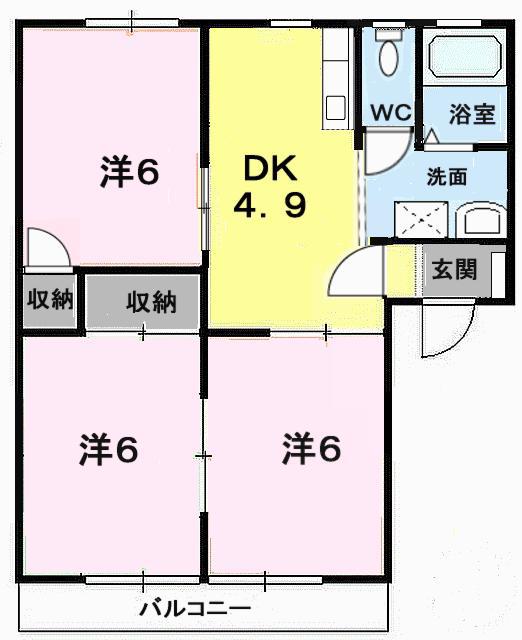 パークハイツII(3DK/2階)の間取り写真