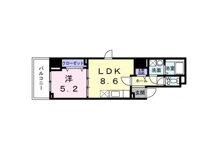 ココクレメント(1LDK/10階)の間取り写真