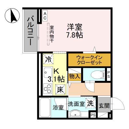 ブルーレインハウス(1K/1階)の間取り写真