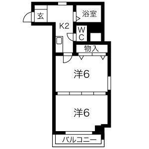 桜マンションII(2K/2階)の間取り写真