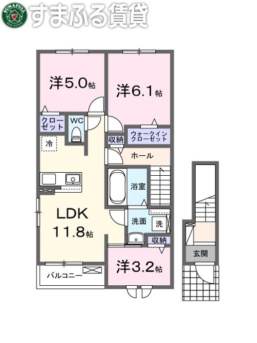 ヴィラ セレッソ(3LDK/2階)の間取り写真