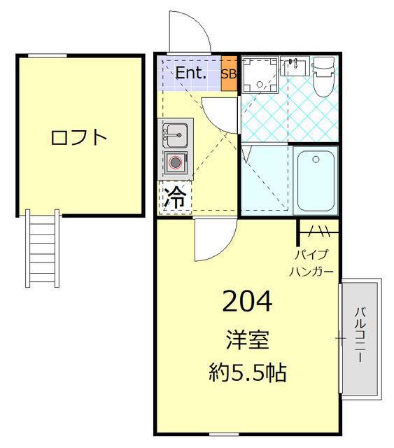 アビターレ杉田(1K/2階)の間取り写真