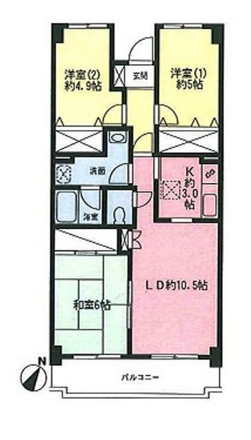 オーベルジュ青葉(3LDK/2階)の間取り写真