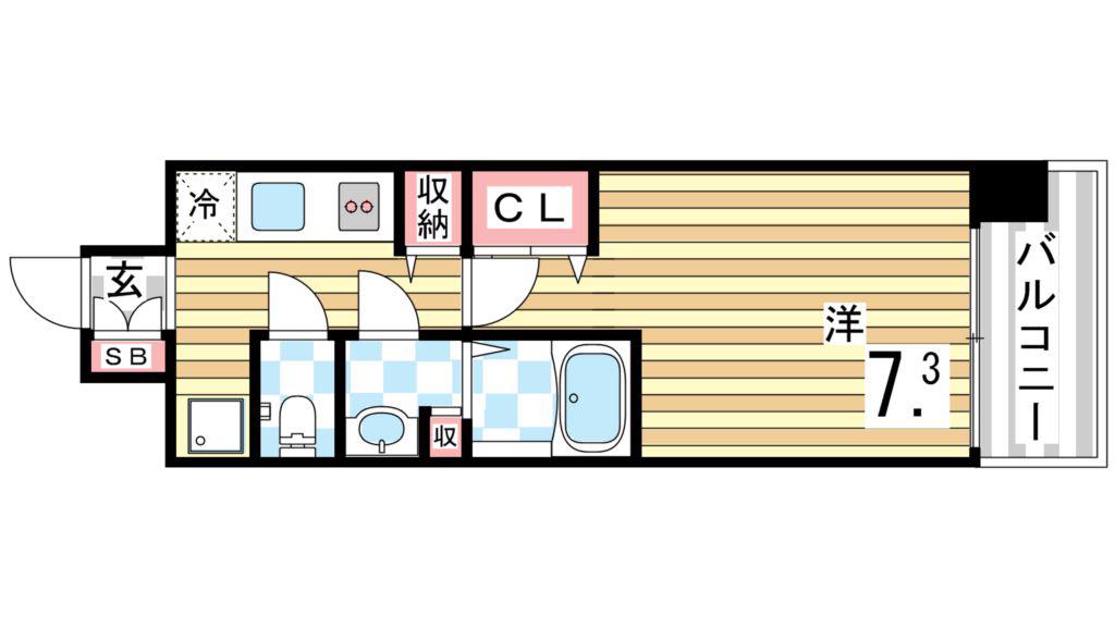 W-STYLE神戸II(1K/10階)の間取り写真