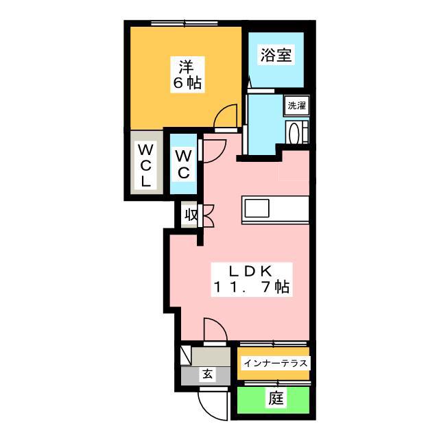 オーヴェスト 鶉(1LDK/1階)の間取り写真