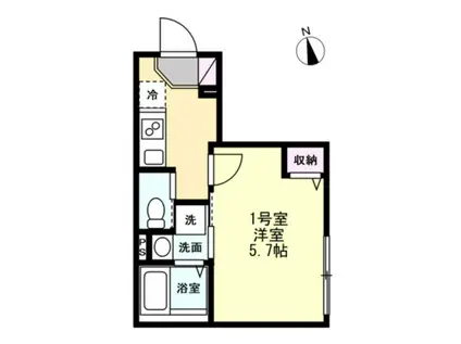 ベイルームディーノ桜ヶ丘(1K/1階)の間取り写真