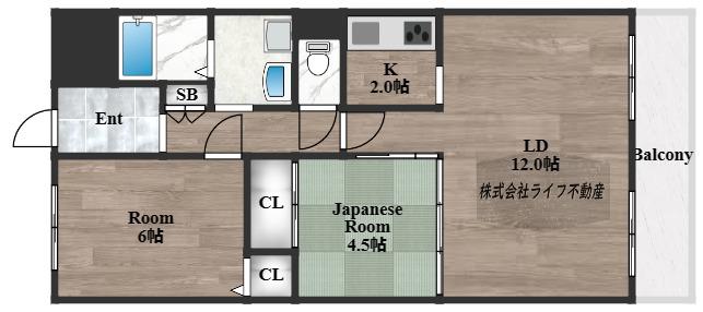 第2弥刀マンション(2LDK/2階)の間取り写真