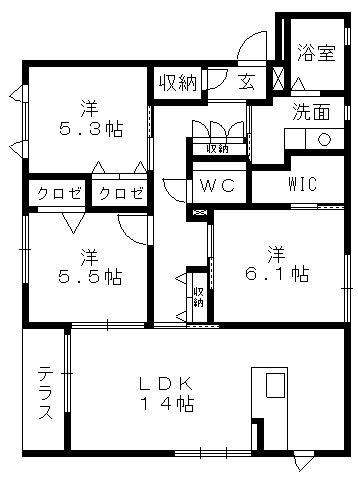 グリーンアベニュー金子(3LDK/1階)の間取り写真