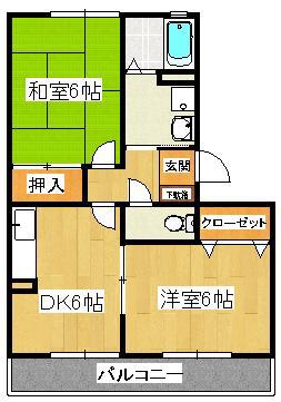 プランドール市川(2DK/3階)の間取り写真