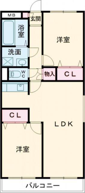 ア・ドリームYAMASHIN(2LDK/2階)の間取り写真