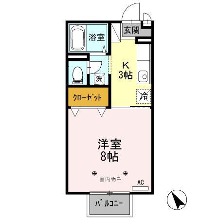 シティヒル医大前(1K/1階)の間取り写真