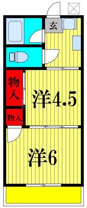 YKフラット(2K/2階)の間取り写真