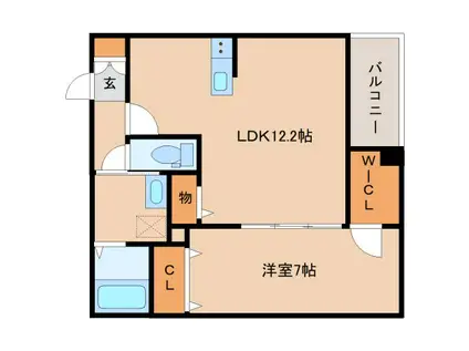 ジーメゾン大和高田クレアージュ(1LDK/1階)の間取り写真