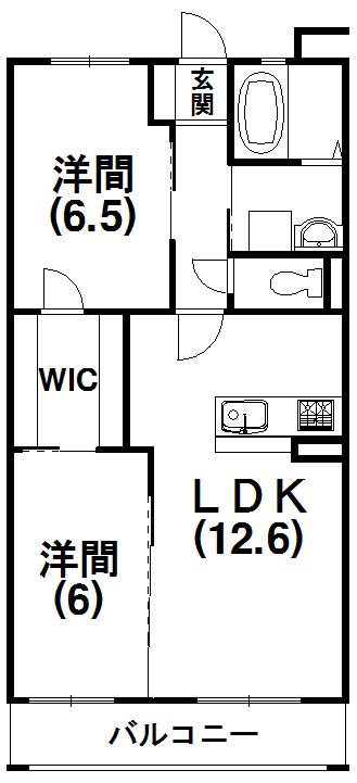 グランドール新貝(2LDK/1階)の間取り写真