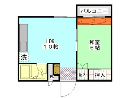 オークマンション(1LDK/3階)の間取り写真