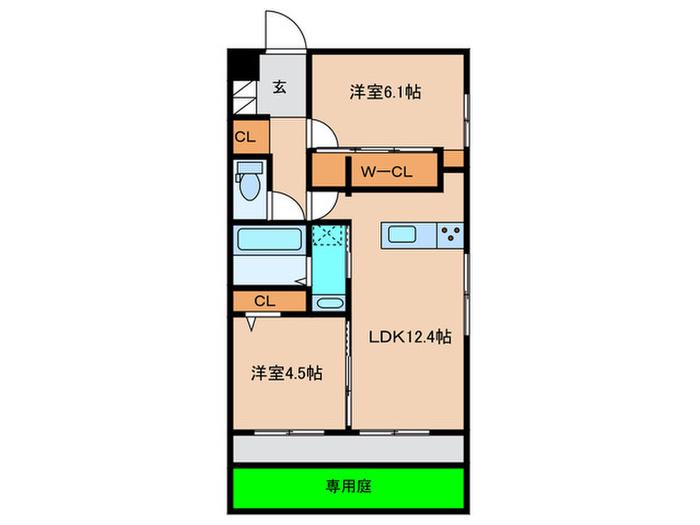 ブラン新宮中央(2LDK/1階)の間取り写真