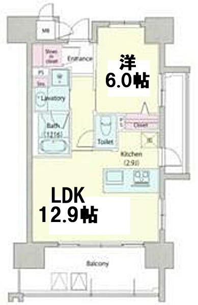アデグランツ大須(1LDK/3階)の間取り写真