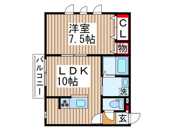 オランジュMSH(1LDK/1階)の間取り写真