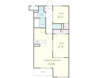 ヴァン・ヴェール鷹の台C(2LDK/1階)の間取り写真