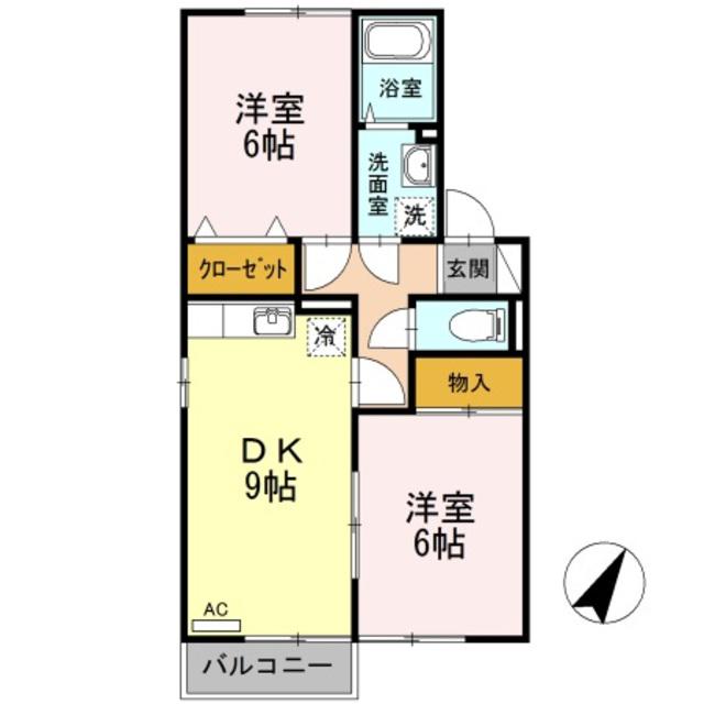 KSプロパティ(2DK/1階)の間取り写真