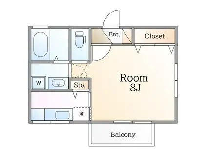 セジュール南西原E(1K/1階)の間取り写真