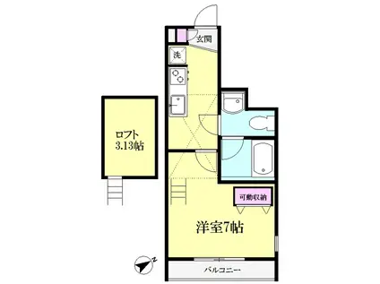 サンパティーク(1K/1階)の間取り写真