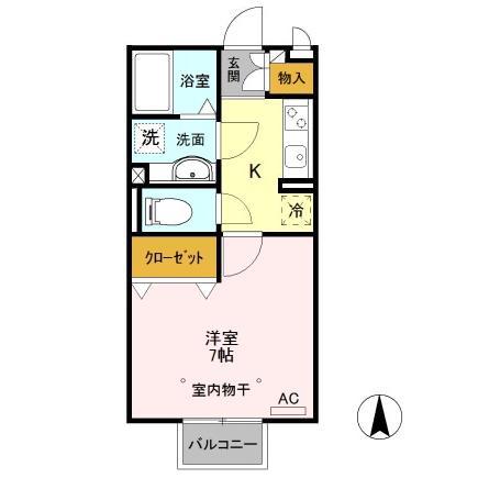 カーサHAKODA(1K/2階)の間取り写真
