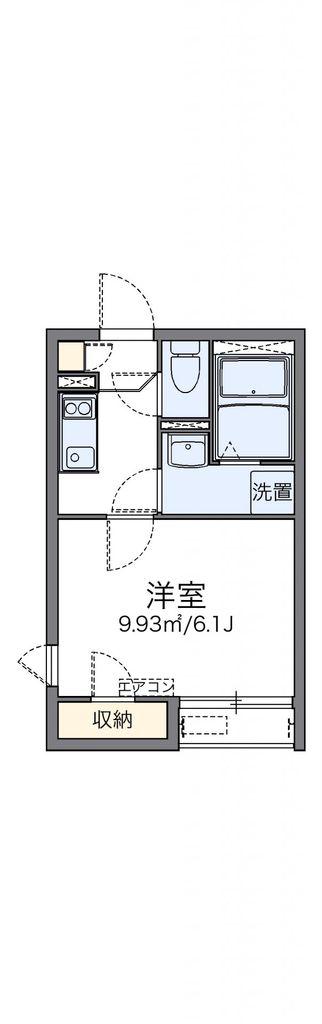 レオネクストソレイユ(1K/2階)の間取り写真