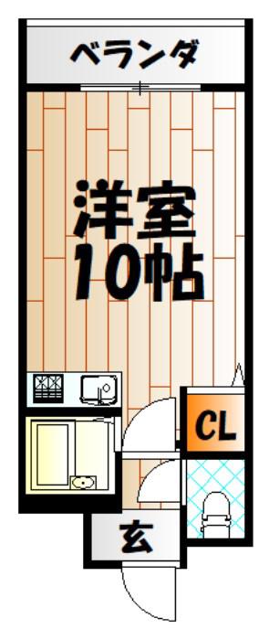 ビレ3号棟(ワンルーム/2階)の間取り写真