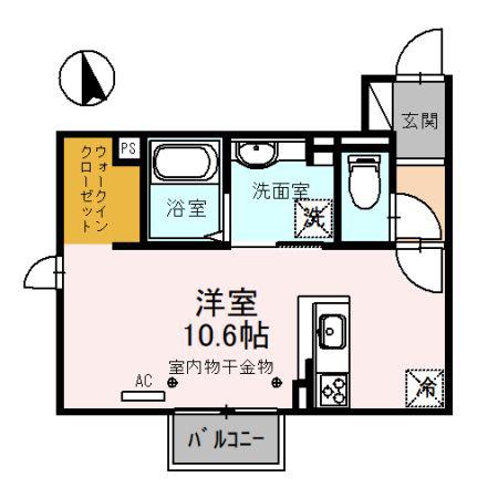 ヴィヴァーチェ(ワンルーム/2階)の間取り写真