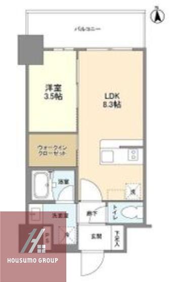 リヴェント難波ウエスト(1LDK/9階)の間取り写真